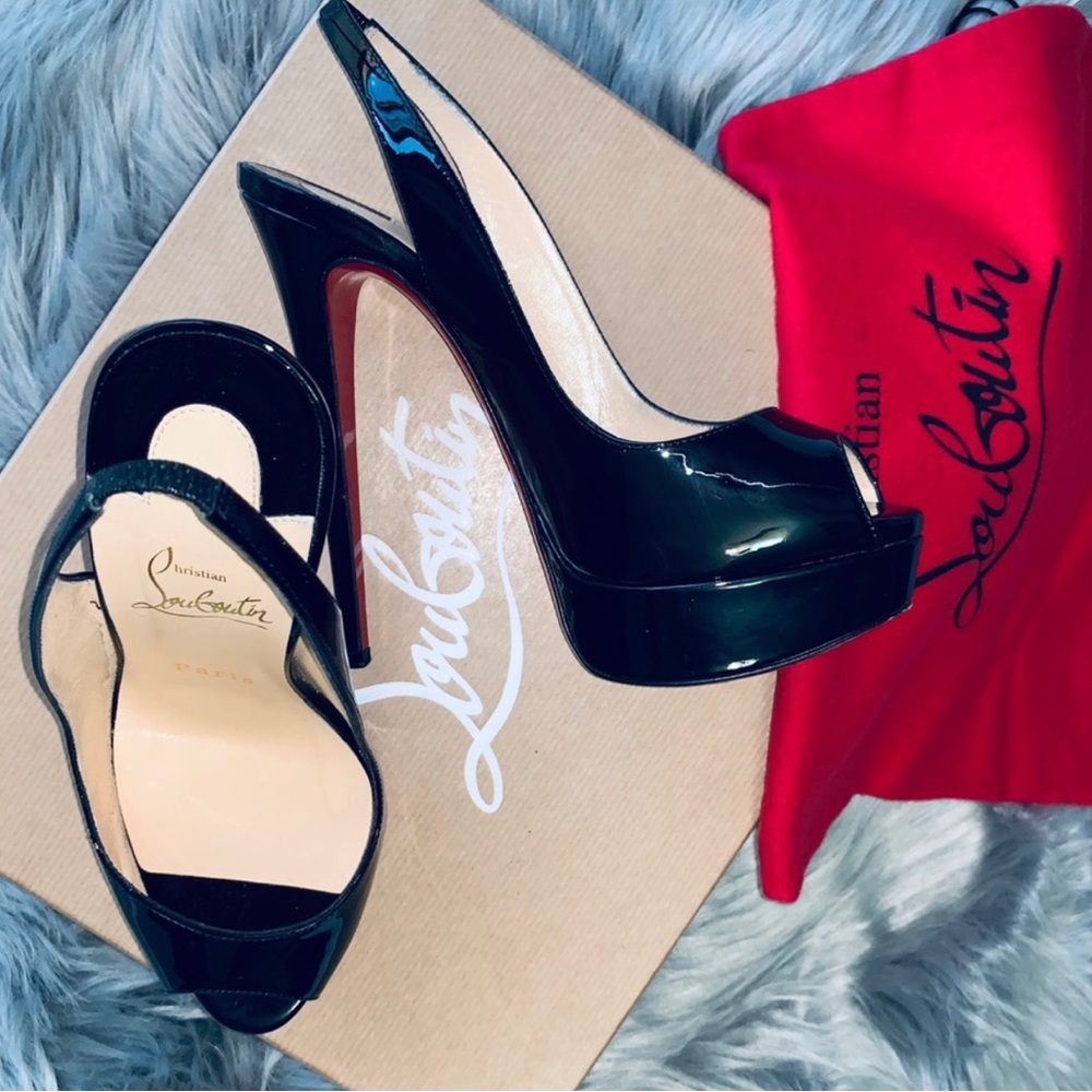 CHRISTIAN LOUBOUTIN
Patent Lady Peep Sling 150 Pumps black